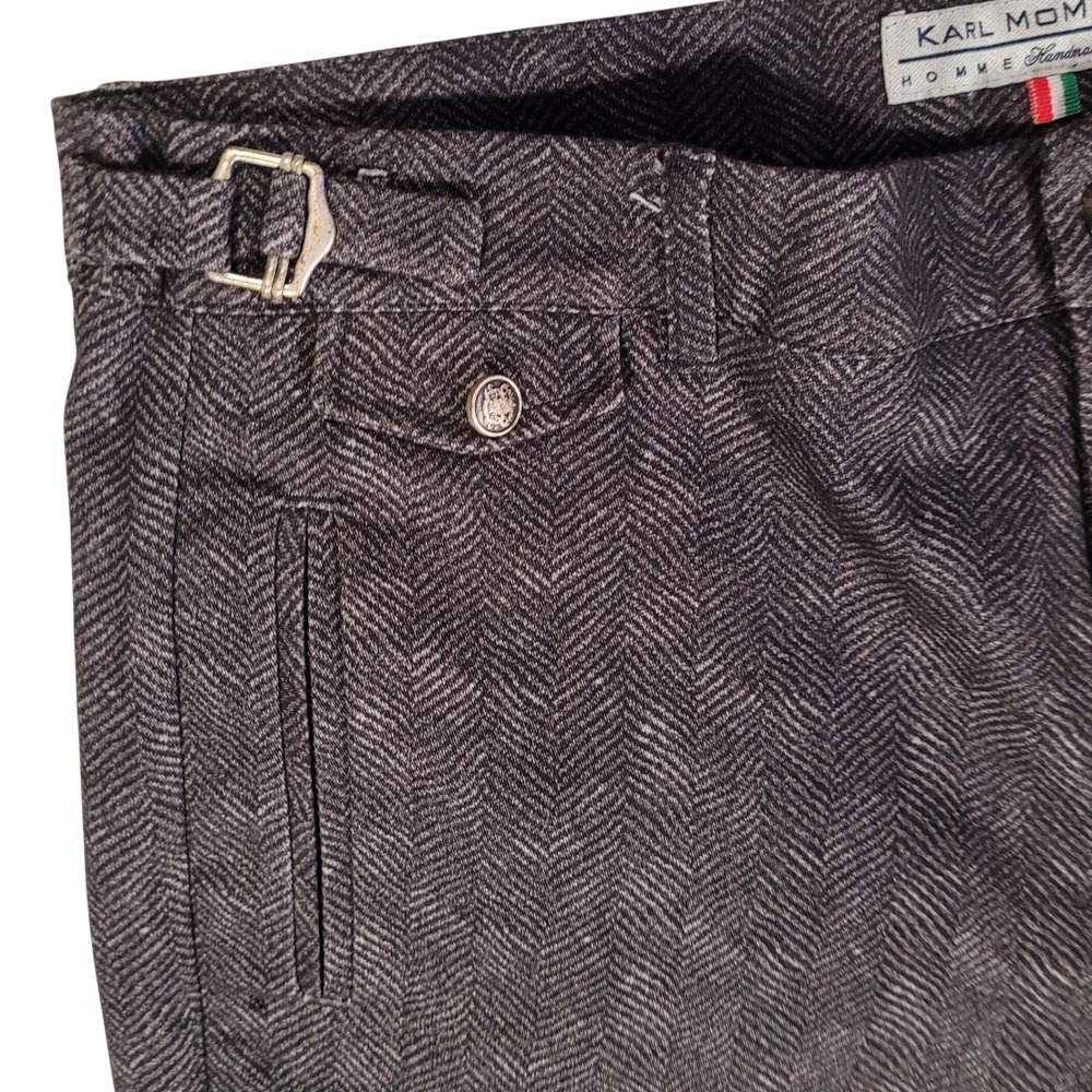 Karl Mommoo Italy 38x29 Herringbone Side Adjuster Sartorial‎ No-Break Pants - Picture 5 of 8